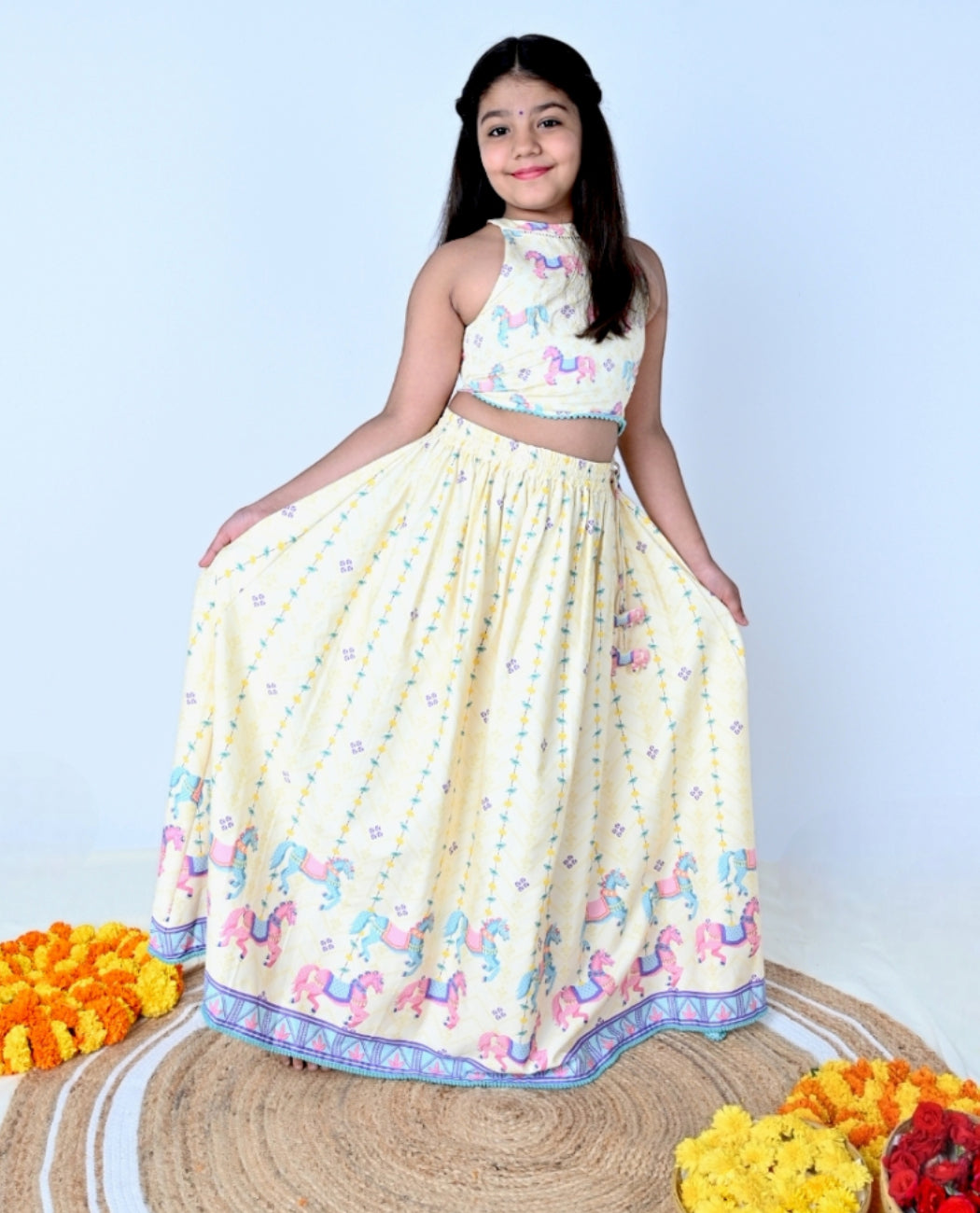 Shahi Ghoda Lehenga and halter neck blouse